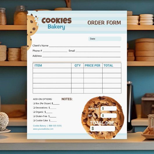 Cookies Bakery Bestelbon Factuurformulier Notitieblok