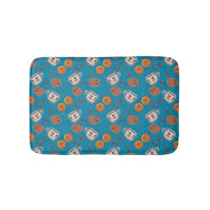 Cookies, broodjes: blauw achtergrondpatroon badmat
