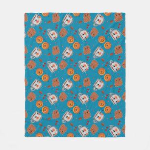 Cookies, broodjes: blauw achtergrondpatroon fleece deken