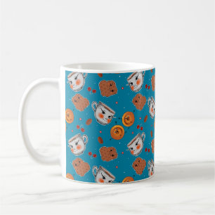 Cookies, broodjes: blauw achtergrondpatroon koffiemok