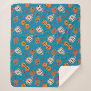 Cookies, broodjes: blauw achtergrondpatroon sherpa deken