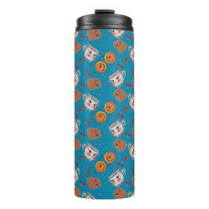 Cookies, broodjes: blauw achtergrondpatroon thermosbeker