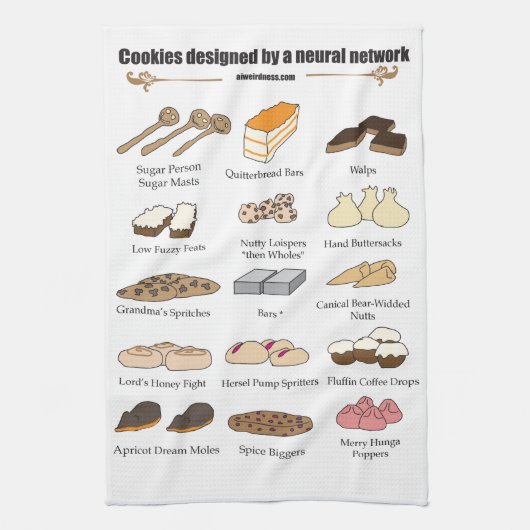 Cookies by AI Weirdness - Kitchen towel Theedoek (Verticaal)