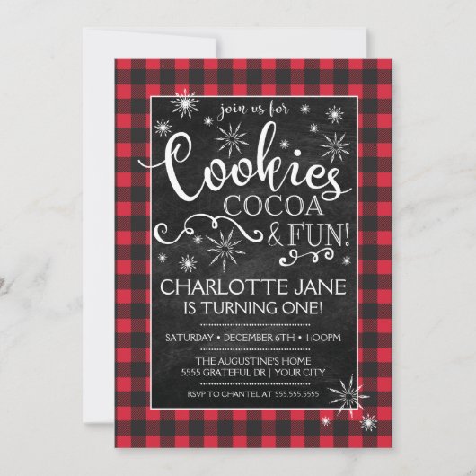 Cookies Cacao & Fun Play Verjaardag Uitnodiging (Voorkant)