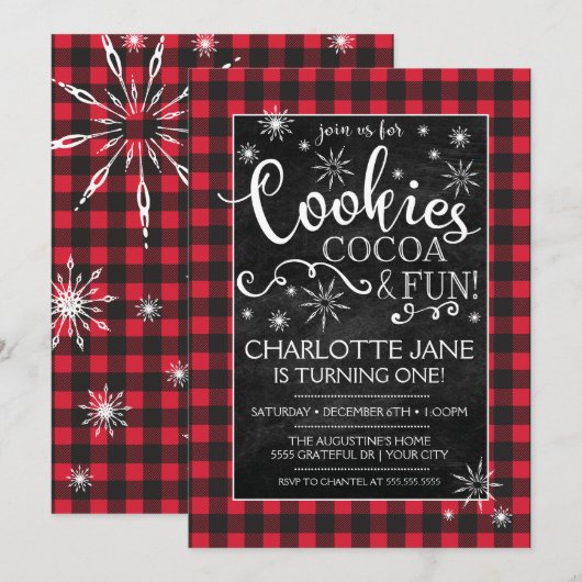 Cookies Cacao & Fun Play Verjaardag Uitnodiging (Voorkant / Achterkant)