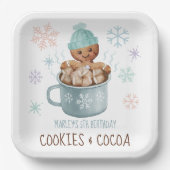 Cookies & Cacao Gingerbread Boy Winter Verjaardag Papieren Bordje (Voorkant)