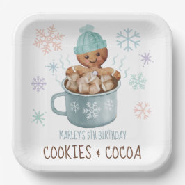 Cookies & Cacao Gingerbread Boy Winter Verjaardag Papieren Bordje