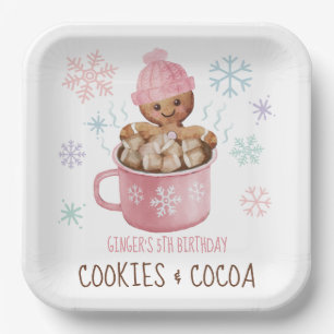 Cookies & Cacao Gingerbread Meisje Winter Verjaard Papieren Bordje