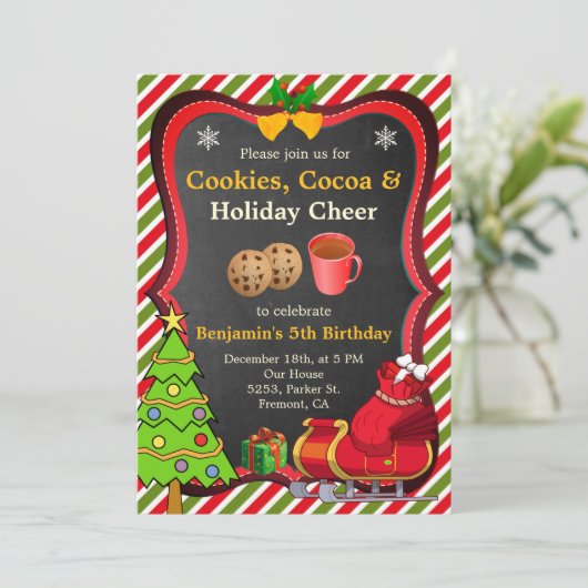 Cookies Cacao Kerstmis Verjaardagsfeestuitnodiging Kaart (Staand voorkant)