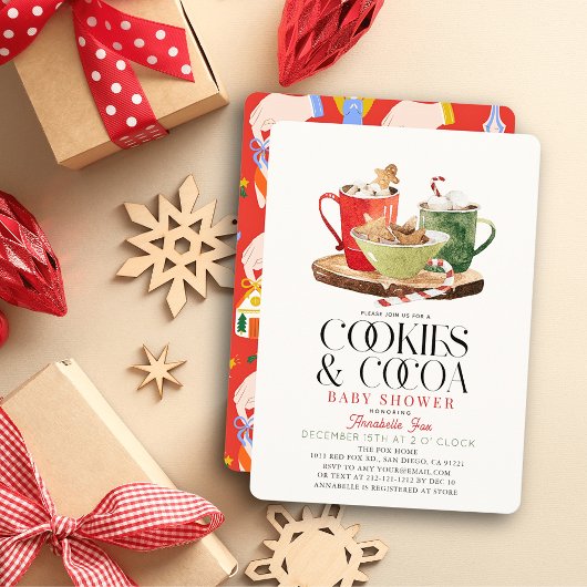 Cookies & Cacao Kerstvakantie Baby shower Kaart