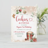 Cookies & Cacao Plaid Kerstmis 3e Verjaardagsfeest Kaart (Staand voorkant)