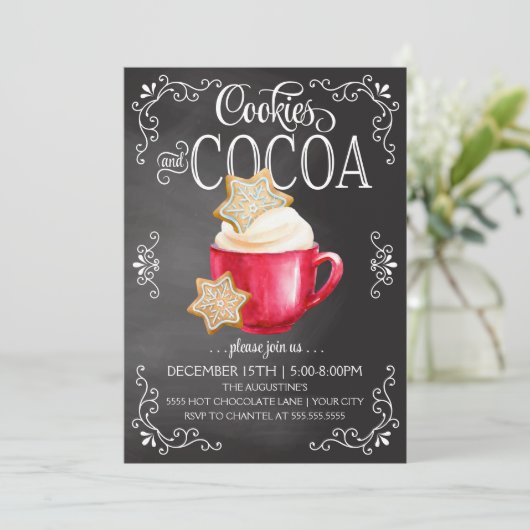 Cookies & Cacao - Uitnodiging voor warme chocolade (Staand voorkant)