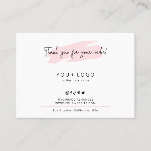 Cookies Care Instructions Blush Pink Waterverf Visitekaartje (Achterkant)