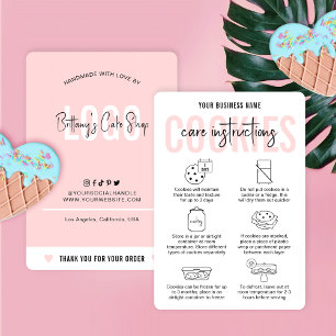 Cookies Care Instructions Kaarten Modern Blush Pin Visitekaartje
