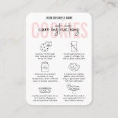Cookies Care Instructions Kaarten Modern Blush Pin Visitekaartje (Voorkant)