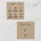 Cookies Care Instructions Kraft Vierkante Visitekaartje (Voorkant / Achterkant)