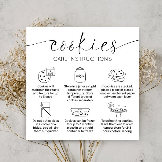 Cookies Care Kaart Elegant Script Minimal Dank u Vierkante Visitekaartje