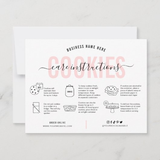 Cookies Care Kaart Roze Esthetisch Modern Script (Voorkant)