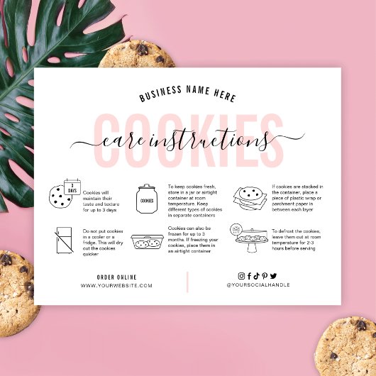Cookies Care Kaart Roze Esthetisch Modern Script