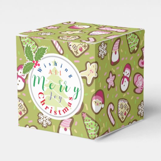 Cookies Christmas Green Favor Box Bedankdoosjes (Voorkant Zijde)