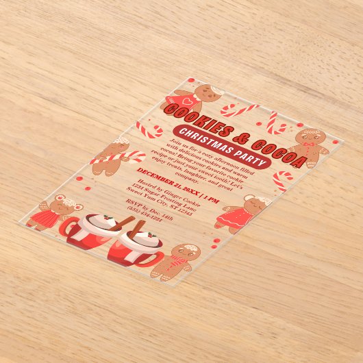 Cookies & Coca Bar Kerstfeest Acryl Uitnodigingen (Laagn)