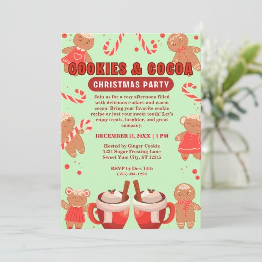 Cookies & Coca Christmas Green Party Kaart (Staand voorkant)