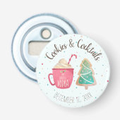 Cookies & Cocktails Kerstfeest Button Flesopener (Voorkant)