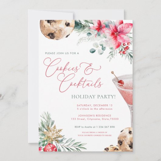 Cookies & Cocktails Kerstfeest Kaart (Voorkant)