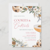 Cookies Cocktails Witte Bloemen Adult Holiday Part Kaart (Voorkant)