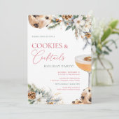 Cookies Cocktails Witte Bloemen Adult Holiday Part Kaart (Staand voorkant)