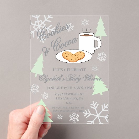 Cookies & Cocoa Baby Shower Acryl Uitnodigingen (Insitu (Draagbaar))