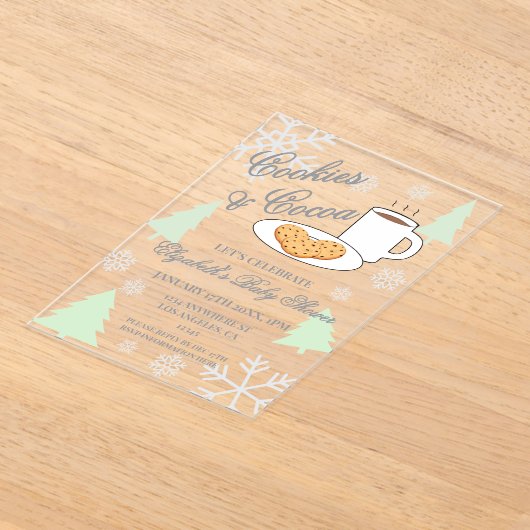 Cookies & Cocoa Baby Shower Acryl Uitnodigingen (Laagn)