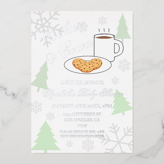Cookies & Cocoa Baby Shower Folie Uitnodiging (Voorkant)