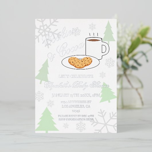 Cookies & Cocoa Baby Shower Folie Uitnodiging (Staand Voorkant)