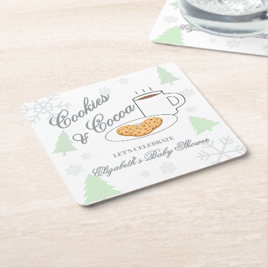 Cookies & Cocoa Baby Shower Kartonnen Onderzetters (Schuin)