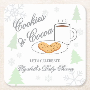 Cookies & Cocoa Baby Shower Kartonnen Onderzetters