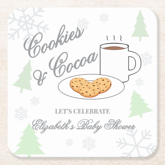 Cookies & Cocoa Baby Shower Kartonnen Onderzetters (Voorkant)