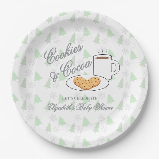 Cookies & Cocoa Baby Shower Papieren Bordje (Voorkant)