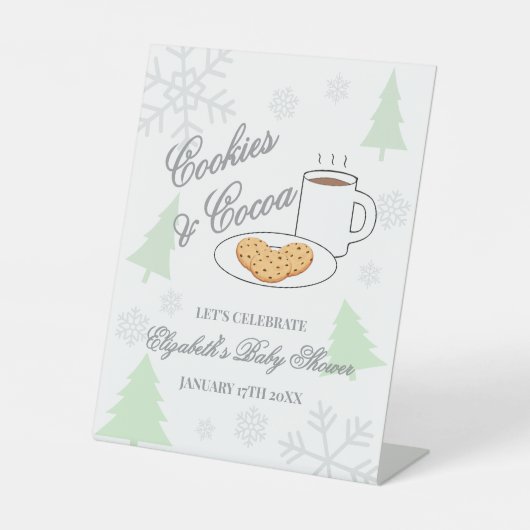 Cookies & Cocoa Baby Shower Reclamebord Met Voetstuk (Voorkant)