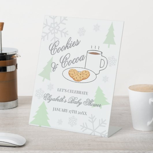 Cookies & Cocoa Baby Shower Reclamebord Met Voetstuk (Insitu)