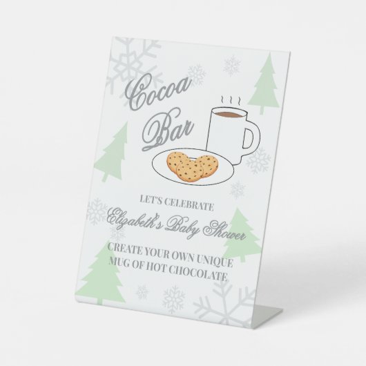 Cookies & Cocoa Baby Shower Reclamebord Met Voetstuk (Voorkant)