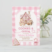 Cookies & Cocoa Birthday Pink Snowflakes Holiday Kaart (Staand voorkant)