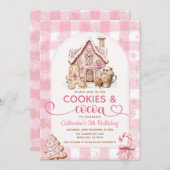 Cookies & Cocoa Birthday Pink Snowflakes Holiday Kaart (Voorkant / Achterkant)