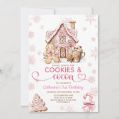 Cookies & Cocoa Birthday Pink Snowflakes Holiday Kaart (Voorkant)