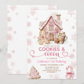 Cookies & Cocoa Birthday Pink Snowflakes Holiday Kaart (Voorkant / Achterkant)