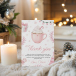 Cookies & Cocoa Birthday Thank You Card Kaart<br><div class="desc">Sweet “Cookies & Cocoa” birthday thank you card with a pink hot cocoa mug,  soft pastel winter accents,  and lovely handwritten text. Perfect for expressing gratitude after a cozy birthday celebration. Editable and printable with a warm,  charming aesthetic.</div>