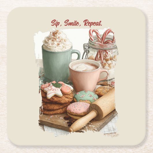 Cookies, Cocoa & Christmas Cheer Kartonnen Onderzetters (Voorkant)
