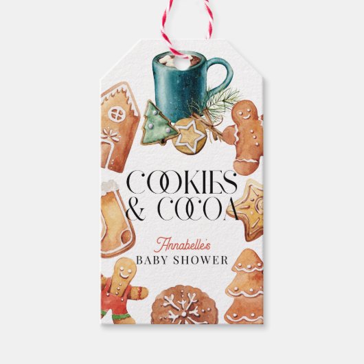 Cookies & Cocoa Christmas Holiday Baby Shower Cadeaulabel (Voorkant)