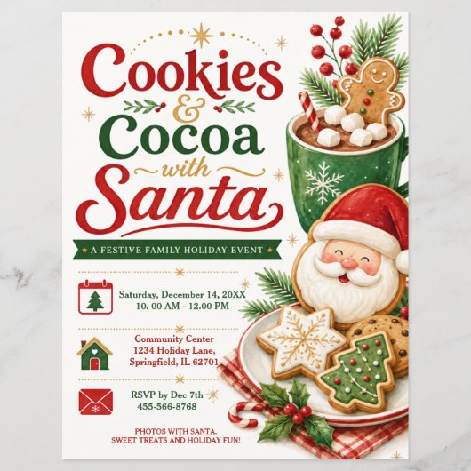 Cookies & Cocoa met Kerstman Flyer (Voorkant)