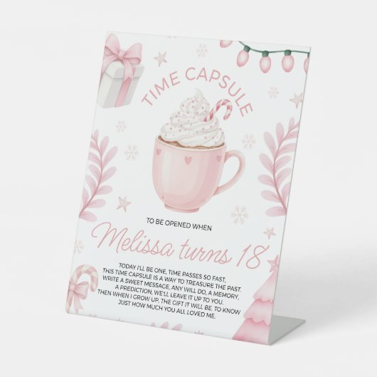 Cookies & Cocoa Time Capsule Sign Reclamebord Met Voetstuk (Voorkant)